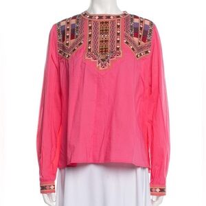 Sézane Pink Crewneck Printed Blouse Women’s US 4, FR 36